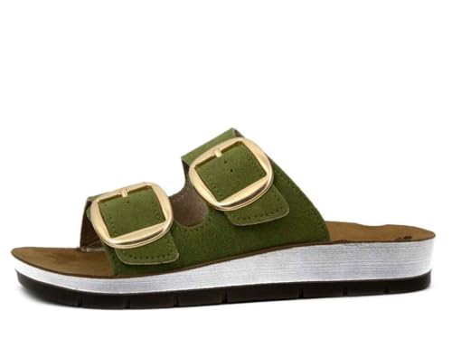 Sandales double bande en cuir avec boucles réglables pour le quotidien