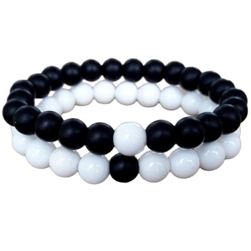 Bracelets couples perles 8mm shungite et agate blanche luxe mate