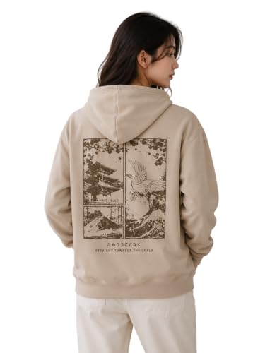 Image of Women's Oversized Hoodie Sweatshirt | Graphic Back Print Hooded Pullover | Long Sleeve Fleece Hoodie with Kangaroo Pocket | Casual Winter Wear