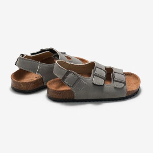 Kids Sandals Toddler Boys Girls Slides Cork Footbed Double Buckle Slip On Slipper with Adjustable Straps Open Toes Flat3