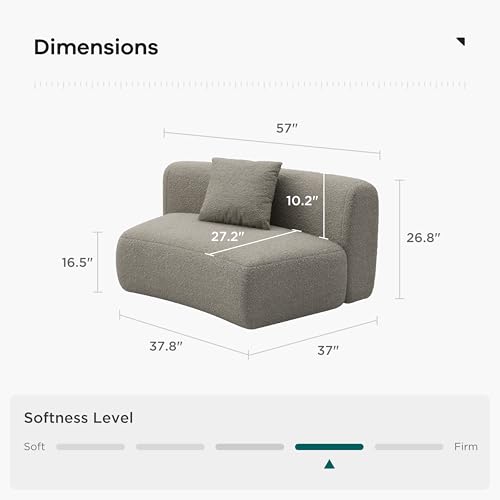 Image of Acanva Formia Boucle Curved Sectional Sofa, Armless Chair, Light Coffee