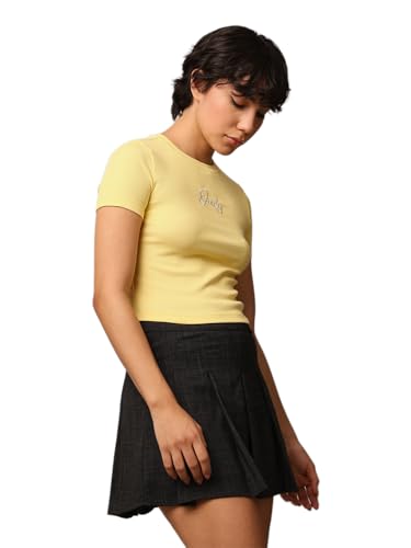 Image of ONLY Women's Cotton Solid Regular Fit T-Shirt