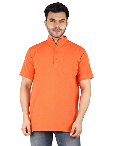Image of LATEST CHIKAN Men's Cotton Regular Casual Strped Short Kurta Half Sleeves - (SK-LJ.DS.AS)