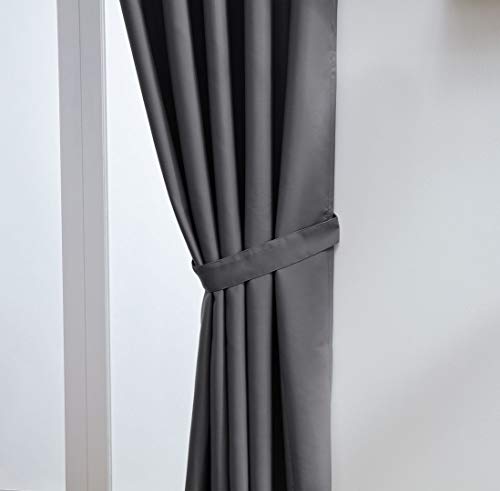 John Aird Blackout Curtains Pencil Pleat with Tie Backs (Grey,W 90" x L 72" (2 Panels) Thermal Energy Saving Curtains for Bedroom & Living Room - Image 4