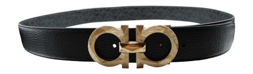 Salvatore Ferragamo Adjustable Reversable Gancini Print/Pebbled Leather Gancini Buckle Belt (110IT) - Image 2