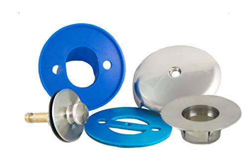 BlueVue 3-1/4" Overflow Gasket Kit with Overflow Cover and Lift & Turn Drain, Brushed Nickel