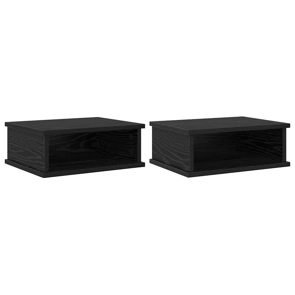 Table de chevet flottante chêne noir 40cm lot de 2