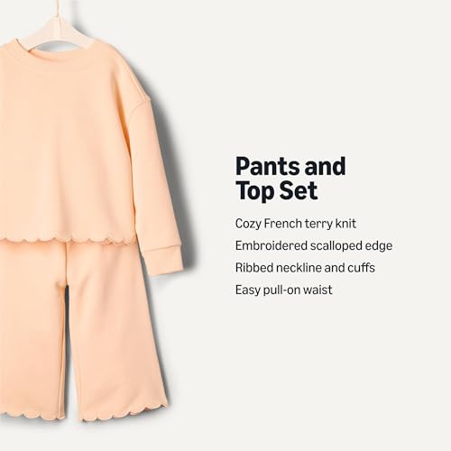 Image of Amazon Essentials x Sofia Grainge Toddlers and Baby Girls' French Terry Sweatshirt Pant and Top Set