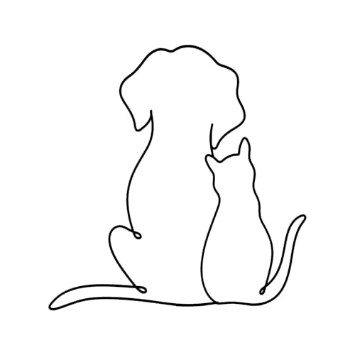 Dexlyn Minimalistische Katzendeko aus Metall Schwarze, Wandkunst für Katzenliebhaber, Geeignet für Katzenspielbereich, Kratzbaum,,Katzenheim,Wohnzimmer & Büro (Katzen und Hunde 36×30cm)