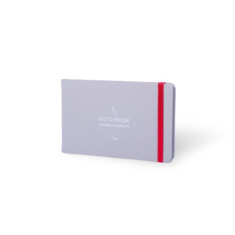 Alpen Art Watercolor Sketchbook, 48 Pages, Hard Cover, 5,5 x 8,7 inches, Plain/Blank Pages, ACUARELA GRIS