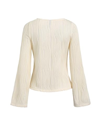 Womens Shrug Ribbed Cropped Cardigan Casual Lightweight Shrug Sweater Long Sleeve Tops Beige M2