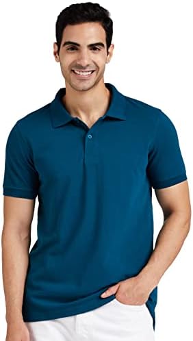 Amazon Brand - Symbol Men's Solid Regular Fit Half Sleeve Polo(SS19PLS2_Fog Teal_XL)