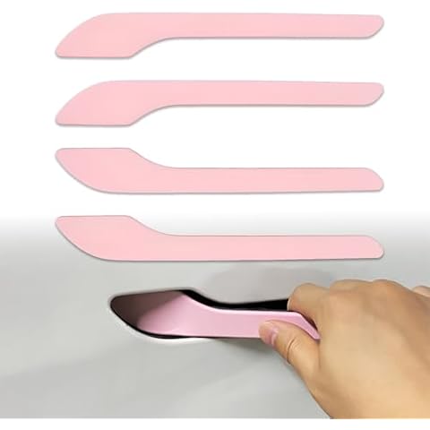 YJMOTOR Fit Tesla Model 3 and Model Y 2017-2025 Door Handle Decoration Cover,for Car Door Handle Sills Protection Wrap Accessories 4Pcs(Light Pink) Cover
