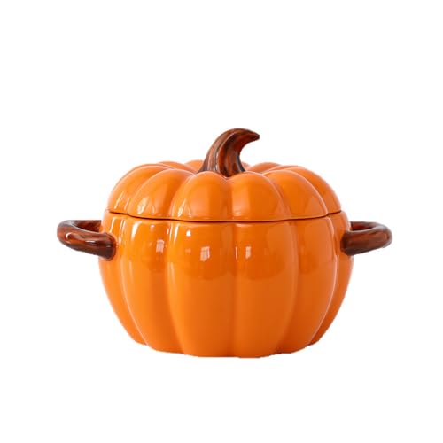 Cacerola con tapa para calabaza, 17 cm, 500 ml, de cerámica, para horno, lavavajillas, microondas, horno con tapa (1600 ml)