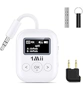 1Mii Safefly Min+ Bluetooth Transmitter and Receiver for Airplane/TV to 2 Bluetooth Headphones, 3...