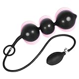 POJRGI Inflatable Anal Beads Silicone Anal Toys with Air Pump Detachable Anal Sex Toys with Safe Pull Ring in Black Adjustable Size Anal Plug for Adult Sex Toy