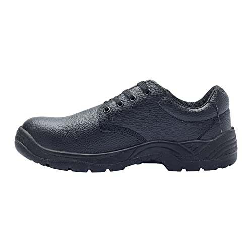 Blackrock Gibson S1-P Lightweight Uniform Safety Shoe, Anti Static Black Leather Shoe with Steel Toe Cap and Protective Steel Midsole, Work Shoes Ideal for Staff Uniform, Managers, Size 10 /EU 44