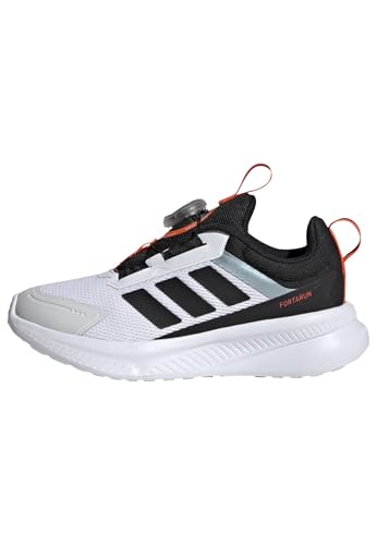 Adidas Fortarun 4.0 Boa Children's Shoes, Unisex, White/Black/Orange Impact, 21.5 cm