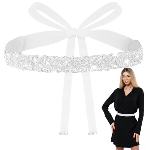 Aster Bridal Rhinestone Belt for Women, Handcrafted Sparkly Rhinestone Belt for Formal Dress, Glitter Wedding Dress Belt