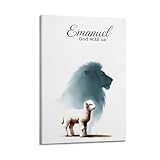 XYSXYCP Wandkunstdruck, christliches Poster mit uns, Gott, Löwe und Lamm, moderne Familie, für Wohnzimmer, Dekoration, 40 x 60 cm