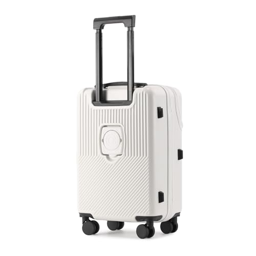 22 inch Checked Luggage PC+ABS Suitcase Luggage with Spinner Wheels Adjustable Multi-function Large Capacity with Telescopic Handle (white, 26 inch)2