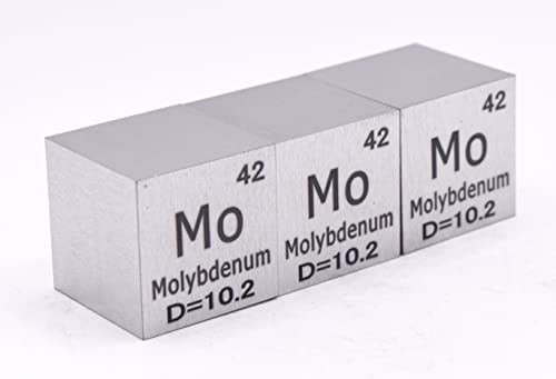 Image of 1 inch 25.4mm Molybdenum Metal Cube Mo up to 99.9% Pure Periodic Table Element Engraved Density Collection Science Education Display Block Cube + Acrylic Case Box - 1PC