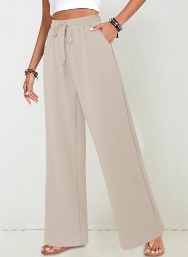 Angerella Womens Baggy Wide Leg Pants High Waisted Casual Lounge Pant Loose Comfy Stretchy Trousers with Pockets4