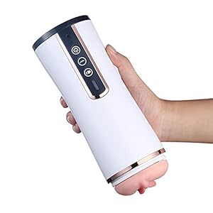 Stimulerende mannelijke masturbator – vagina-vormig hoofd, 10 vibratiestanden, handsfree elektrische masturbator, peristaltische zuigkracht, stemmen van gekreun, hoofdtelefoon inbegrepen (Wit)