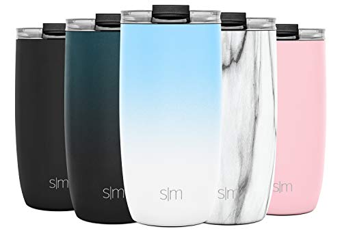 Simple Modern 16OZ Voyager Tumbler - Vacuum Insulated Double-Walled 18/8 Stainless Steel Travel Mug with Closing Flip Lid and Straws - Gift Flask Cup Ombre: Santorini Breeze