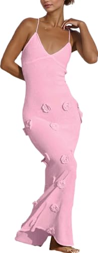 RanRui 3D Flower Suspender Sexy semi-Sheer Floral Knitted Bodycon Beach Cover up Cocktail Party Dresses