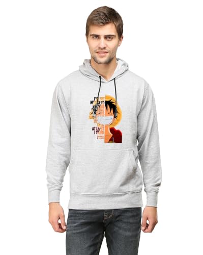 Image of Khakey Black Colour Mens Hoodie | Cotton Solid Sweatshirt with Hood | Onepiece Monkey D Luffy | Anime Hoodies for Men