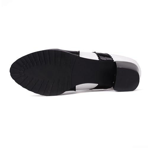 Gicoiz Oxfords Womens Pointed Toe Lace Up Office Block Heel Brogue Shoes2