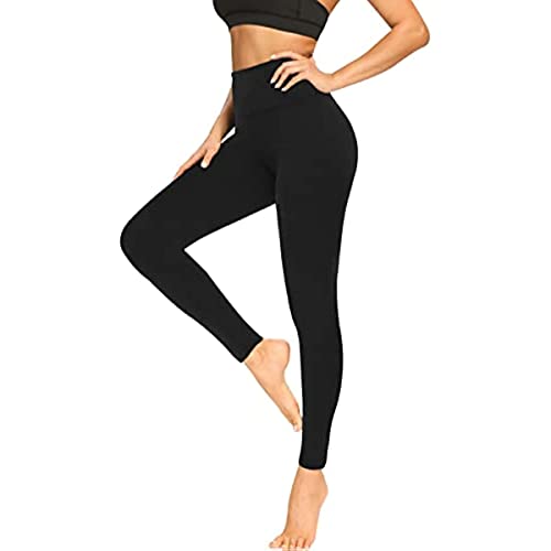 FuelMeFoot Leggings Damen High Waist Blickdicht Leggins mit Bauchkontrolle Slim Fit Angenehm Weiche Elastische Sportleggings A1-Schwarz S/M Cover