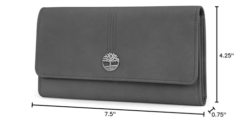 Image of Timberland Women's Leather RFID Flap Wallet Clutch Organizer, Castlerock (Nubuck), One Size