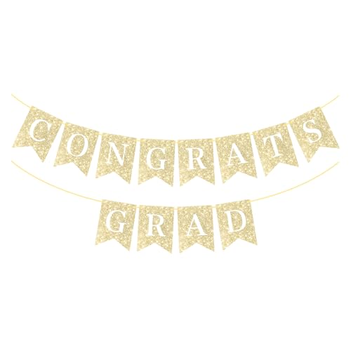 Image of Hoogict Graduation Decorations Congrats Grad Banner Gold Graduation Party Banner Congratulations Banner Class of 2026 Sign Garland Decorations for Any Schools or Grades