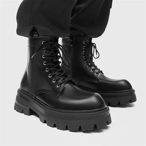 Mens Chelsea Boots Comfort Platform Work Boots Zipper Leather High Top Motorcycle Boots2