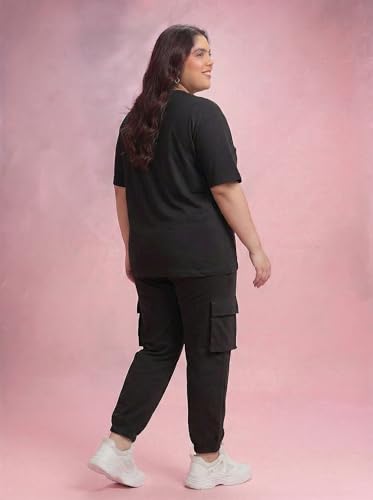 Image of Kepa Plus Size Summer Co Ord Set for Women | Top and Lower Set with Stretchable Waistband | Stylish Airport Outfit for Women | Western Track Suit Co-Ord Set for Casual Wear