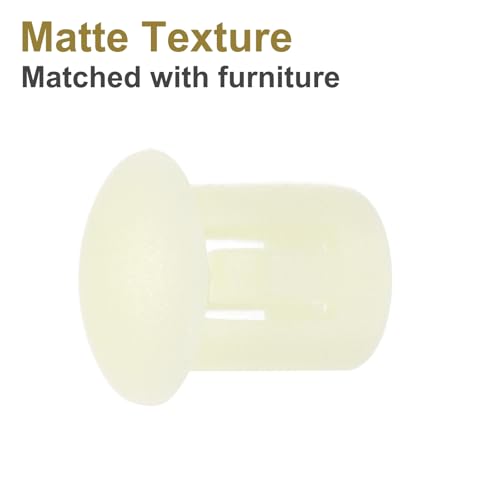 Image of MECCANIXITY 64PCS 5mm(3 /16 inch) Cream White Plastic Hole Plugs, Flush Type Panel Hole Plugs Insert End Caps for Locking Hole Tubes Furniture Cabinet