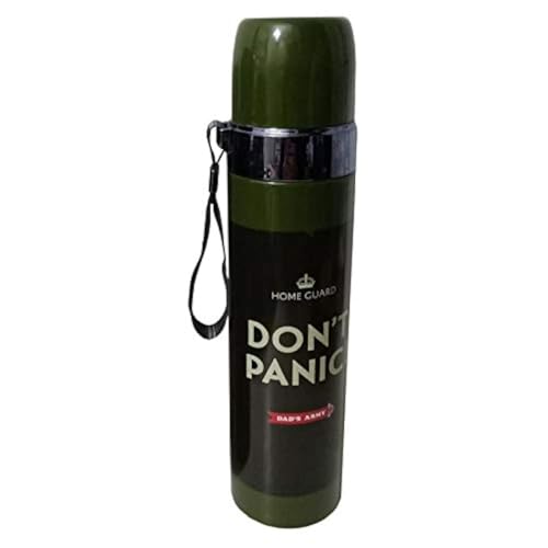 Dad's Army Mug Don't Panic Hot & Cold Novelty Drink Bottle Double Walled Stainless Steel thermal Flask Spill & Sweat Proof with Carry Loop Keeps Cold for 24Hrs or Hot for 12Hrs Pack of 1