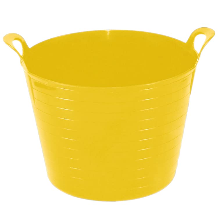 Medium/Large/Extra Large Yellow Robust Flexi Tubs Multipurpose Flexible Rubber Storage Container Buckets Garden Trugs Laundry Basket Polyethylene Flex Tub For Home Gardening (1, 42 Litre)