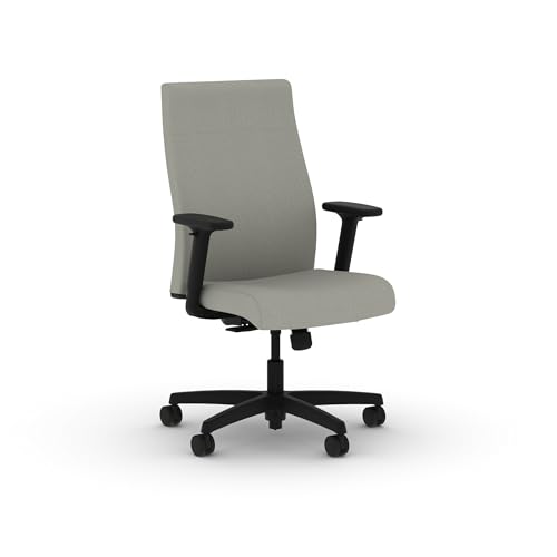 Image of HON Ignition 2.0 Ergonomic Office Chair with Adjustable Arms, Standard Synchro‑Tilt Recline, Upholstered Desk and Computer Chair for Home Office or Workstation, Black Frame, Fog