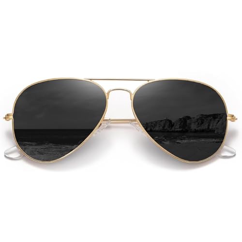Image of ARICKS Classic Aviator Sunglasses for Men Women Driving Sun glasses Glass Lens 100% UV Blocking