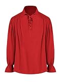 Red Pirate Shirt with Puff Sleeves