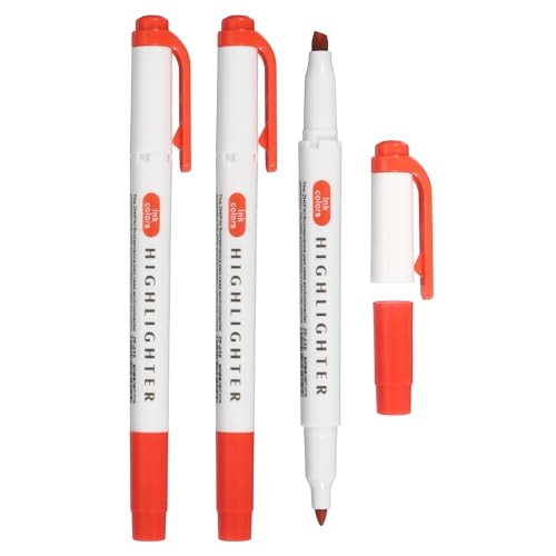 PATIKIL Resaltador, Pack De 3 Resaltadores De Punta Doble Ancha Y Redonda Utiles De Estudio Para Oficina Hogar Uso Diario, Dorado Naranja