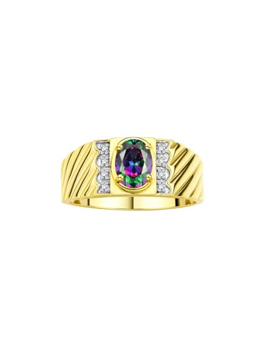Chevalière homme en argent plaqué or jaune avec véritable diamant de qualité