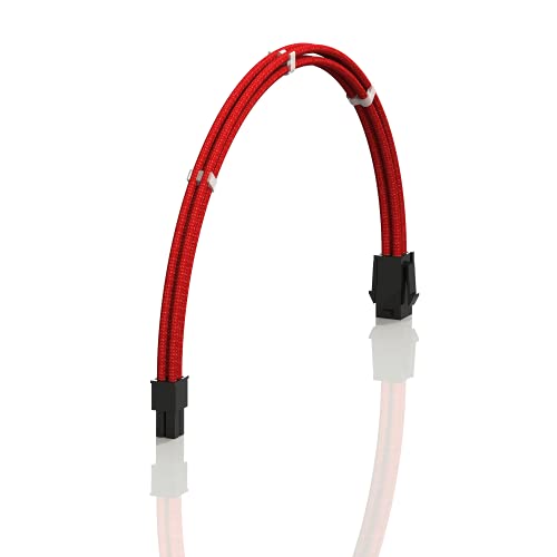 LINKUP   AVA 50cm 4 Pines CPU ATX Placa Base PSU Fuente de Alimentación Cable de Extensión de PC Personalizado con Mangas Trenzadas con Peines┃Un Solo Paquete┃500mm   Rojo