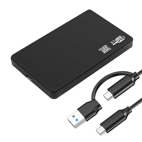 Vinmooog Caja Disco Duro 2.5 USB 3.1, 6Gbps Carcasa ssd para SATA I/II/III 7mm/9.5mm SSD HDD Sopporta UASP &Trim con USB C-C y USB A-C Cables Compatibilidad Windows Linux y Mac -Negro