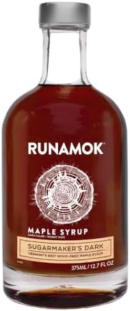 Runamok Maple Syrup Sugarmaker's Dark - Grade A Vermont Maple Syrup, Dark Color, Robust Taste | Pure Wood Fired Maple Syrup & 100% Natural | Classic Breakfast & Pancake Syrup | 12.68 Fl Oz (375mL)