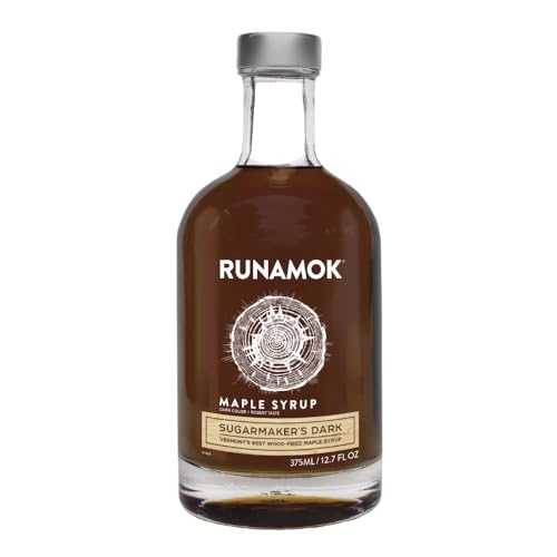 Runamok Maple Syrup Sugarmaker's Dark - Grade A Vermont Maple Syrup, Dark Color, Robust Taste | Pure Wood Fired Maple Syrup & 100% Natural | Classic Breakfast & Pancake Syrup | 12.68 Fl Oz (375mL)