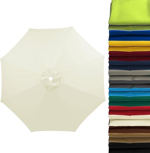 Wttagkl Sonnenschirm Ersatzbezug 2m-4m für 6/8 Streben | UV50+ Windfest & Wasserdicht | Leichtgrauer Premium Stoff für Garten Terrasse Strand Pool #!-300 cm 8 streben